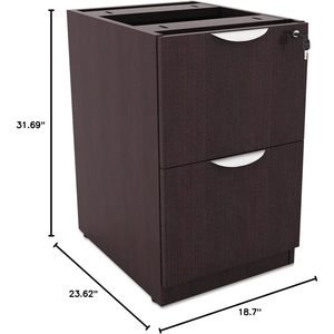 Archivador con pedestal completo de la serie Alera Valencia con 2 cajones para documentos tamaño legal/estándar, color espresso, 15.63 x 20.5 pulgadas, archivador metálico - Product Image 2