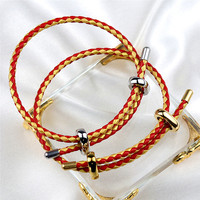 Bracelet réglable en cuir tressé double couleur bleu unisexe tendance pour femmes et hommes Bijoux