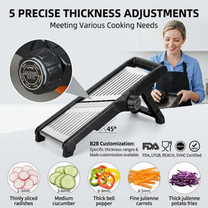 <span class=keywords><strong>Mandoline</strong></span> <span class=keywords><strong>de</strong></span> cuisine réglable avec 5 réglages <span class=keywords><strong>de</strong></span> précision pour la coupe, lames en acier inoxydable, trancheuse alimentaire - Product Image 3