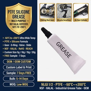 Graisse silicone PTFE NSF HALAL en tube 5g 10g 15g 20g pour moulinets de pêche, vélos, joints toriques, valves – Étiquette personnalisée, usine OEM - Product Image 1