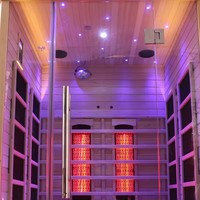 Sauna Tradicional Eléctrica de Infrarrojos para 2 Personas, de Madera Maciza de Hemlock, para Interiores, con Luces de Terapia, para Adultos, con Bañera de Hidromasaje y Masajes