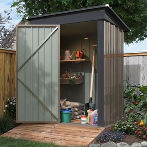 Caseta de Almacenamiento Moderna de Acero para Exteriores con Puerta con Cerradura para Jardín - Product Image 3