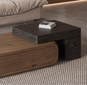 Tavolino da Caffè MYUZ Retrattile Quadrato con Contenitore, Stile Mid-Century Moderno, Colore <span class=keywords><strong>Noce</strong></span>, per Salotti di Piccoli Appartamenti - Product Image 4