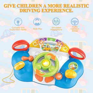 การจำลองของเล่นเพื่อการศึกษาก่อนวัยเรียนเด็กทารกคนขับรถของเล่นพวงมาลัยพร้อมเสียงที่สมจริงและที่นั่งในรถ - Product Image 2