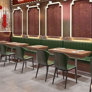 Restauration rapide moderne personnalisée, Ensemble de banquette de canapé pour café style panneau de bois - Product Image 4