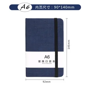 Buku catatan a6 kualitas tinggi buku catatan saku kulit pu dengan buku catatan jurnal pena dengan Logo kustom