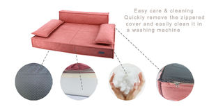 Sofá Cama grande de lujo para perros, funda extraíble, cama de espuma viscoelástica para mascotas, varios ante, terciopelo, pana, lino, piel sintética, forro polar sólido - Product Image 3