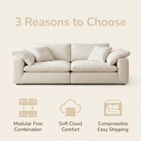Antnovelty Kleines Apartment Modulares Sofa Cloud Ecksofa Cremefarbenes Lammfell Tiefsitz-Sofa-Set Einfache Lieferung