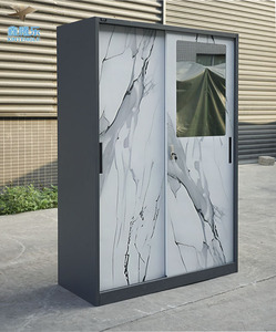 Armoire <span class=keywords><strong>de</strong></span> classement moderne à 2 portes <span class=keywords><strong>coulissante</strong></span> en métal, armoire en acier avec <span class=keywords><strong>miroir</strong></span>, salon, buanderie, salle d'<span class=keywords><strong>atelier</strong></span>, hôpital - Product Image 4