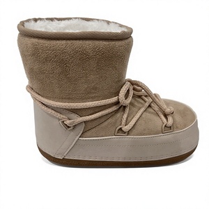 Bottes d'hiver unisexes en daim beige avec doublure en fourrure, fermeture à lacets, chaudes, antidérapantes, pour femmes, hommes et <span class=keywords><strong>enfants</strong></span> - Product Image 6