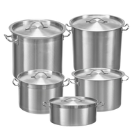 Marmite de cuisson en acier inoxydable triple couche robuste avec double poignée pour gaz, idéale pour soupes et bouillons - Vente en gros
