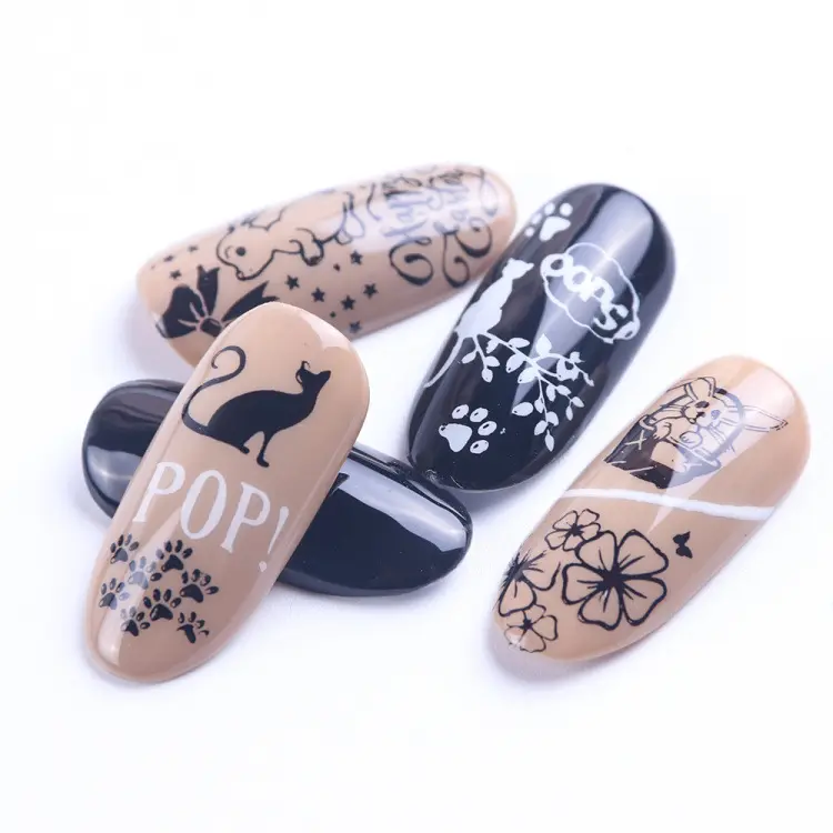 12*4cm Nail Art Templates Stamping Plate Design Flower Animal Stainless steel Temperature Lace Stamp Templates Plates Image