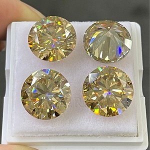 Champagne Gold Round Moissanite Diamonds 1 To 6 Carats For Jewelry Making With Certificates And Girdle Inscriptions - Product Image 1