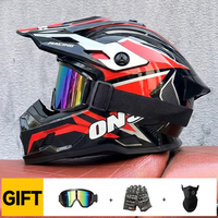 Casque de VTT en matériau ABS, casque tout-terrain avec lunettes de protection et gants, doublure en coton, casques de motocross