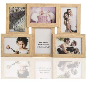 10开张照片拼贴框架显示4个 ''x6'' 图片质朴的木质拼贴相框用于家庭办公室装饰