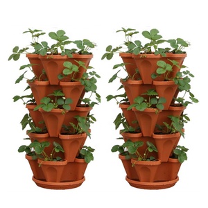 Tower Garden Strawberry Herb Vegetable Flower Plant Pot Hydroponic Grow Tower Plastic Stackable Jardin Vertical Garden Planter For Strawberry