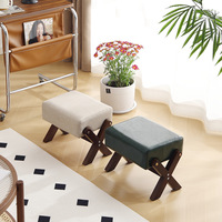 Nouveau tabouret ottoman bas de style chinois en stock, idéal pour l'entrée de la maison ou le bureau, banc rembourré en bois