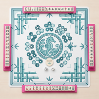 Tapis de Mahjong Zen Émeraude, Design Artistique Botanique Vintage, Surface en Tissu Technologique Ultra Lisse, Résistant aux Taches, Insonorisant, Facile à Nettoyer