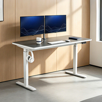 Bureau debout intelligent Hetium moderne et ergonomique, pliable, avec moteur unique, contrôleur électrique, support en bois, hauteur réglable