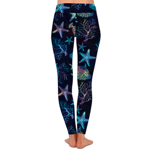 2025 nuovo arrivo stella multicolore pesce corallo pesce marino creatura digitale Leggings stampati per le donne - Product Image 4