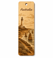 Marcapáginas de Madera Contrachapada con Impresión UV Personalizada, Marcapáginas de Recuerdo Costero con Faro de Australia, Regalo de Recuerdo de Viaje con Diseño Personalizado