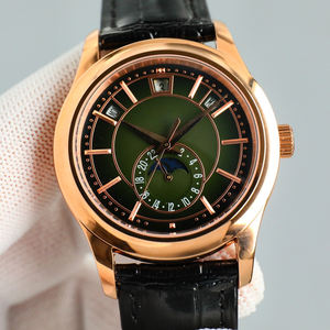 Elegante Reloj de Pulsera Mecánico en Oro Rosa con Calendario Anual, Fase Lunar y Esfera Negra, Reloj de Lujo para Hombre, Estilo Casual y de Negocios - Product Image 3