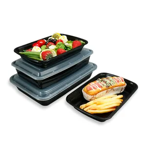 निर्माता भोजन तैयारी कंटेनर प्लास्टिक खाद्य भंडारण आयताकार कंटेनर बेंटो लंच बॉक्स के लिए 2 डिब्बे