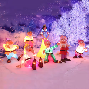 Decoraciones navideñas al aire libre Gran Blancanieves 7 Enanitos Escultura 3D Motivos Luces Elfos Linternas de dibujos animados Led impermeables - Product Image 1