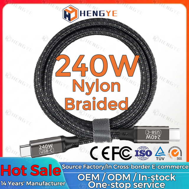 High Speed 3ft Type C PD 240W Fast Charging Cable USB Type C to Type C Sync Data Cables