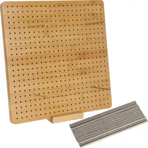 12 Inch Bamboe Houten Haakbord Met Pinnen, Vierkanten Blokkeerplank Voor Breien En Haken, Houten Haakblok