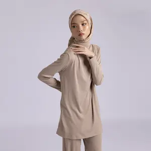 Funnel neck tunic knit material long sleeves with slits Top