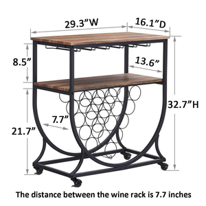 خبازين من الخشب البني مع عربة بحامل من من من من من على عجلات من أجل بطاقة رف - Product Image 2
