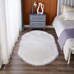 Alfombra Ovalada Blanca de Felpa, 71-80, Fibra Acrílica, Acolchada, para Hogar, Dormitorio, Baño, Alfombra de Piso de Color Sólido, Alfombra de Área de Fácil Limpieza - Product Image 1
