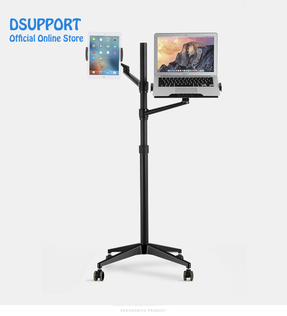UP-9L Full Rotation Dual Arm Office Floor Stand Lapdesk Bracket Mobile+Tablet PC & Laptop Stand Holder Products in Stock