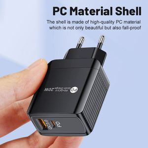 20W PD + <b>USB</b> QC3.0 Wall-Mounted Fast Charger with LED Lighting Design US <b>Plug</b> for Phone - Product Image 5