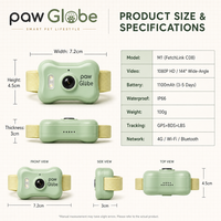 Caméra de suivi d'animaux de compagnie intelligente 7,2 x 4,5 x 3 cm 100g ABS IP66 GPS Beidou LBS 1100mAh 1080P FCC CE ROHS pour chiens et chats