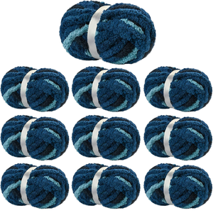 10 Pack Fluffy Chunky Chenille Yarn for Crocheting Hand <b>Knitting</b> 240yds/70.5oz Super Bulky Variegated Tie Dye Blue Baby <b>Blanket</b> - Product Image 1