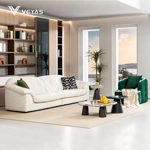 Nuevo Sofá Seccional Moderno de Tres Plazas, Tapizado en Cuero Genuino, Desmontable, Fácil de Limpiar, Textura Acogedora, para el Hogar o la Villa, Llegada en 2026 - Product Image 4