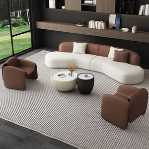 İtalyan Tarzı Hafif Lüks Suni Deri Çift Şezlong Kanepe Takımı Güzellik Salonu Oturma Odası Küçük Daire Otel İçin - Product Image 2