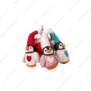 Felt Penguin Christmas Decorations Hanging christmas tree decors hand knitted wool items