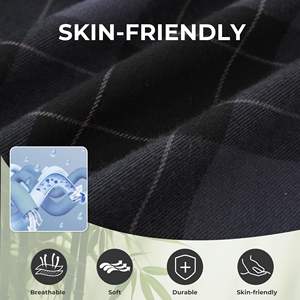 Pantaloni da uomo in tessuto Plaid da uomo morbidi da casa con tasche traspiranti per indumenti da notte lunghi da uomo - Product Image 4