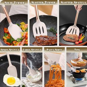 Wholesale Rose Gold Handle <b>Silicone</b> Kitchen Utensil Set Cookware Safe Cooking Baking <b>Tools</b> with Storage Bucket - Product Image 6