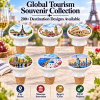 Bouchon de bouteille en céramique souvenir de voyage Paris France Tour Eiffel Paysage de la Seine Bouchon de vin avec boîte cadeau Vente en gros