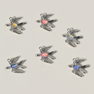 Flying Bird Charm Zinc Alloy Bezel Setting Pink Blue White Unisex Jewelry <b>DIY</b> Accessory <b>Kit</b> - Product Image 2