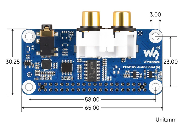 SKU-32223 Waveshare PCM5122 HIFI I2S DAC Audio Board For Raspberry Pi, Based On Raspberry Pi 40PIN GPIO Header, Stereo E