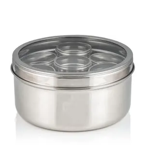 Indian stainless Steel kitchen spices jar container masala dabba storage boxes