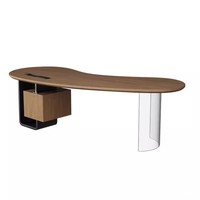 Bureau de patron en bois massif Bureau du président Établi de bureau d'ordinateur Léger Luxe Moderne Haut de gamme Forme de noix de cajou Utilisation commerciale