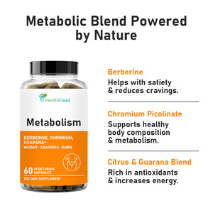 Suplemento para el Control de Peso al por Mayor OEM, Cápsulas Vegetarianas para Aumentar la Energía y Quemar Grasa con Berberina, Cápsulas para el Metabolismo en Adultos - Product Image 2