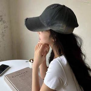 Unisex Denim <b>Baseball</b> <b>Cap</b> Cotton Gradient Distressed Ripped Spring Summer Shade Protection - Product Image 4