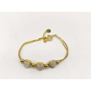 Pulsera de Cadena de Moda, Acero Inoxidable 316L, Baño de Oro PVD, Cuentas de Corazón, Longitud Ajustable, Joyería para Mujer - Product Image 1